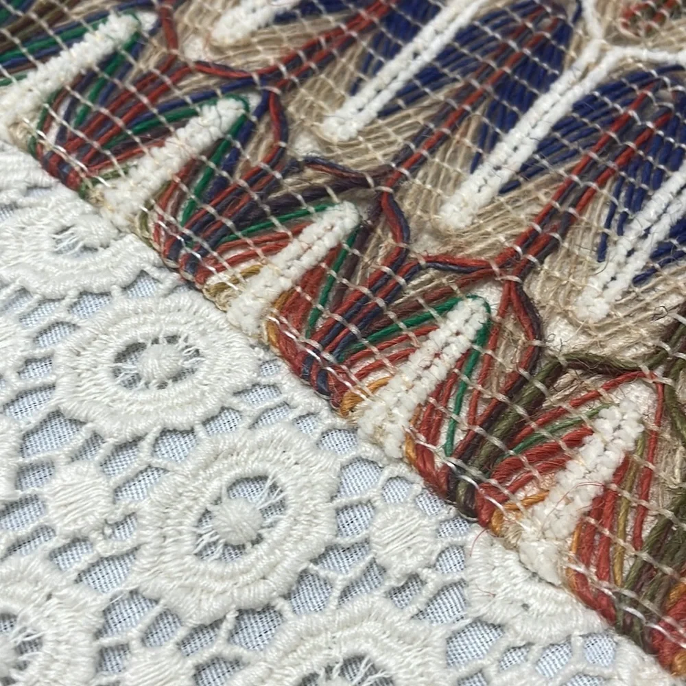 Boho Embroidered and Lace Canvas Bag Beach Bag Tote Crossbody World Market - Picture 5 of 16